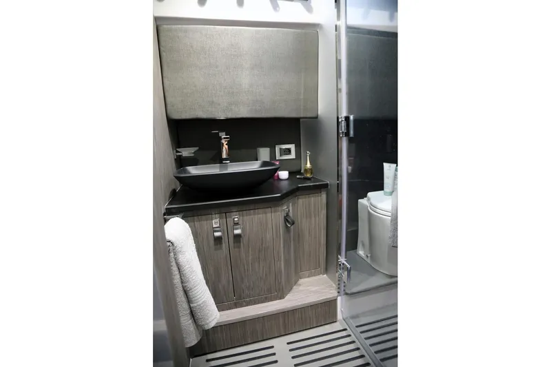 Slide: The Image of Luxury bathroom in 2026 Ranieri Cayman 45.0 Executive yacht, featuring modern sink and elegant design. - 8