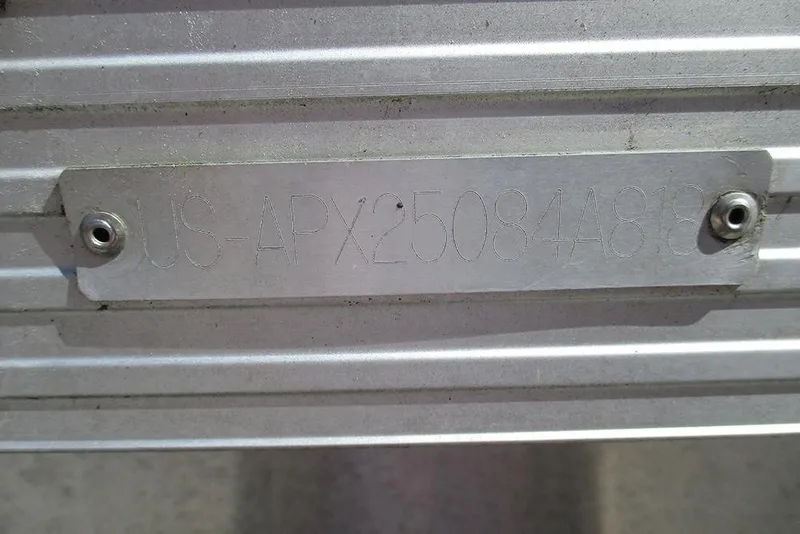 Slide: The Image of 2018 Apex Marine 820 Lanai Sport Cruise Adventure hull identification number plate. - 25