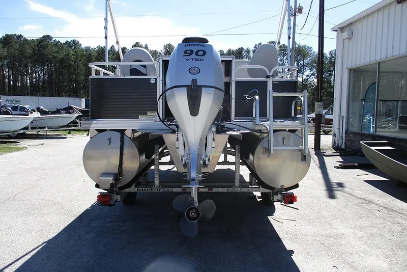 Slide: The Image of 2018 Apex Marine 820 Lanai Sport Cruise Adventure pontoon boat with Honda 90 VTEC engine. - 8
