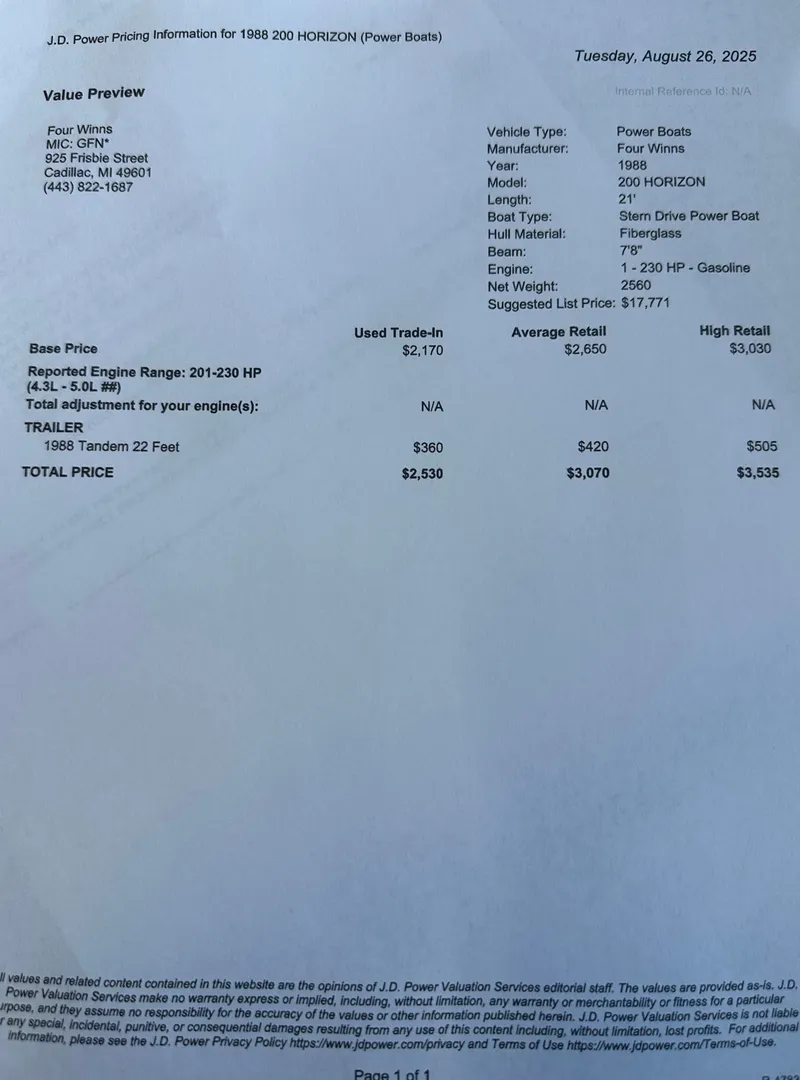 Slide: The Image of Four Winns 200 Horizon 1988 - 9