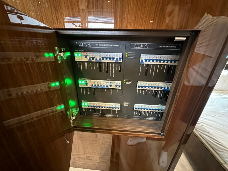 Slide: The Image of Electrical panel inside the 2024 Fairline Targa 45 GT yacht. - 20