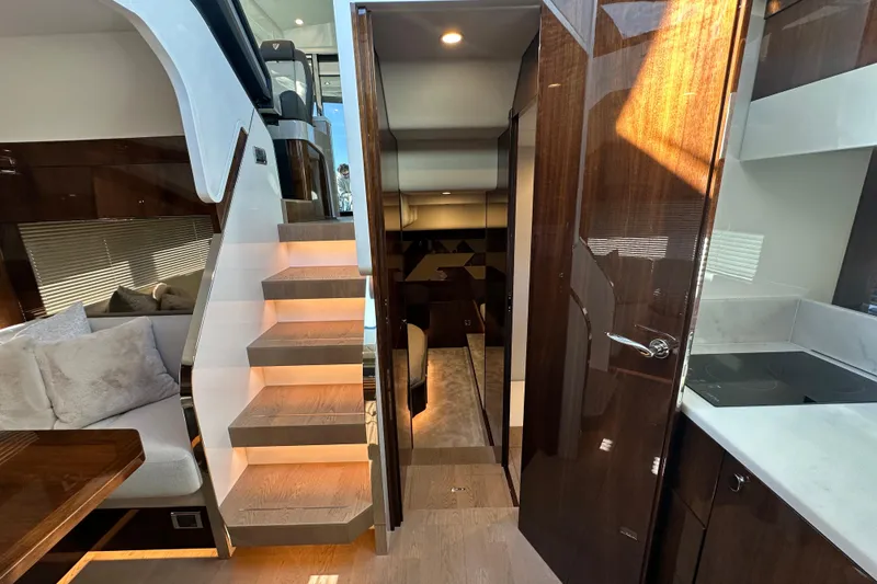 Slide: The Image of Luxurious bathroom in 2024 Fairline Targa 45 GT yacht with modern fixtures and elegant design. - 39