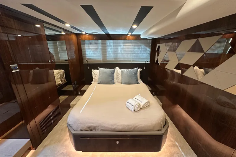 Slide: The Image of Luxurious interior of 2024 Fairline Targa 45 GT yacht with modern design and elegant finishes. - 43