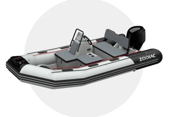 Slide: The Image of Manufacturer Provided Image: Zodiac Open 4.2 inflatable boat, 2026 model, side view. - 4