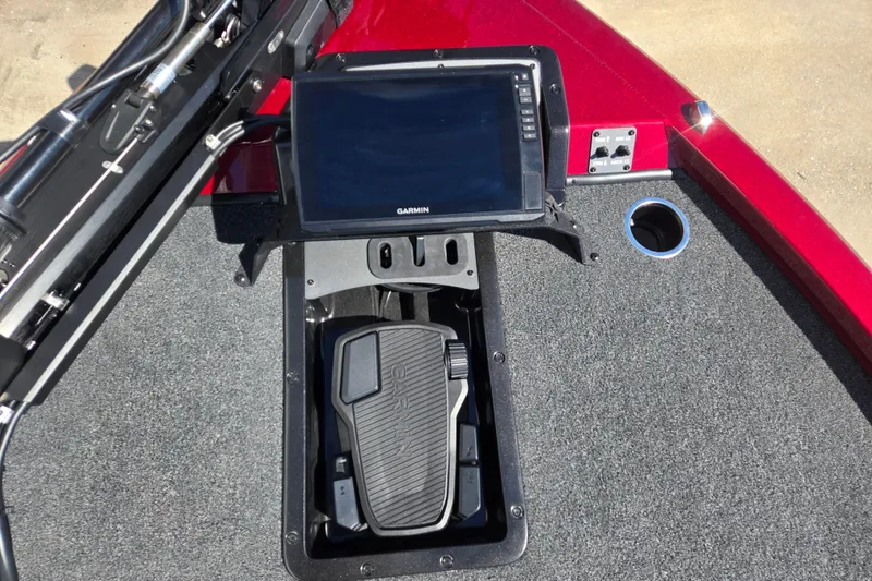 Slide: The Image of 2026 Vexus AVX 2080 boat with Garmin display and foot pedal on deck. - 6