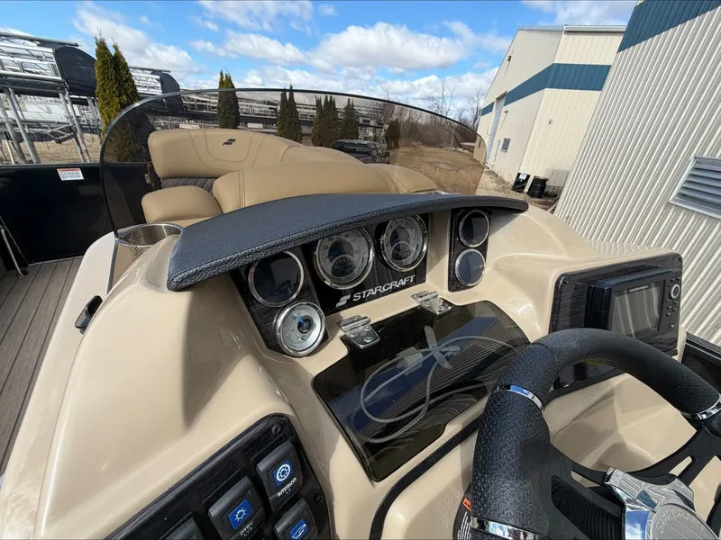 Slide: The Image of Dashboard of Starcraft SLS 3 boat, model year 2023. - 36