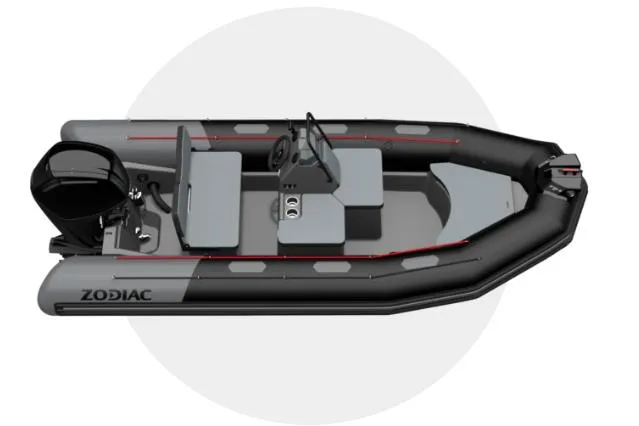 Slide: The Image of Manufacturer Provided Image: Zodiac Open 4.8 boat, 2026 model, black and gray design. - 3