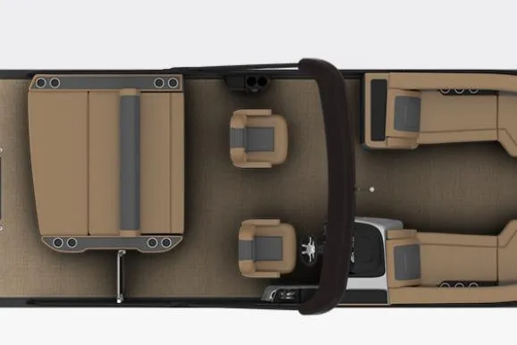 Slide: The Image of Top view of 2026 Harris Sunliner 230 boat interior layout with seating arrangement. - 3