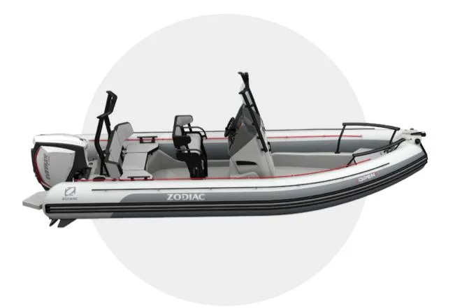 The Image of Manufacturer Provided Image: Zodiac Open 6.5 boat, 2026 model, side view. - 0