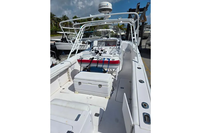 Slide: The Image of 2007 Donzi 35 ZF Daytona boat interior with seating and navigation equipment. - 5
