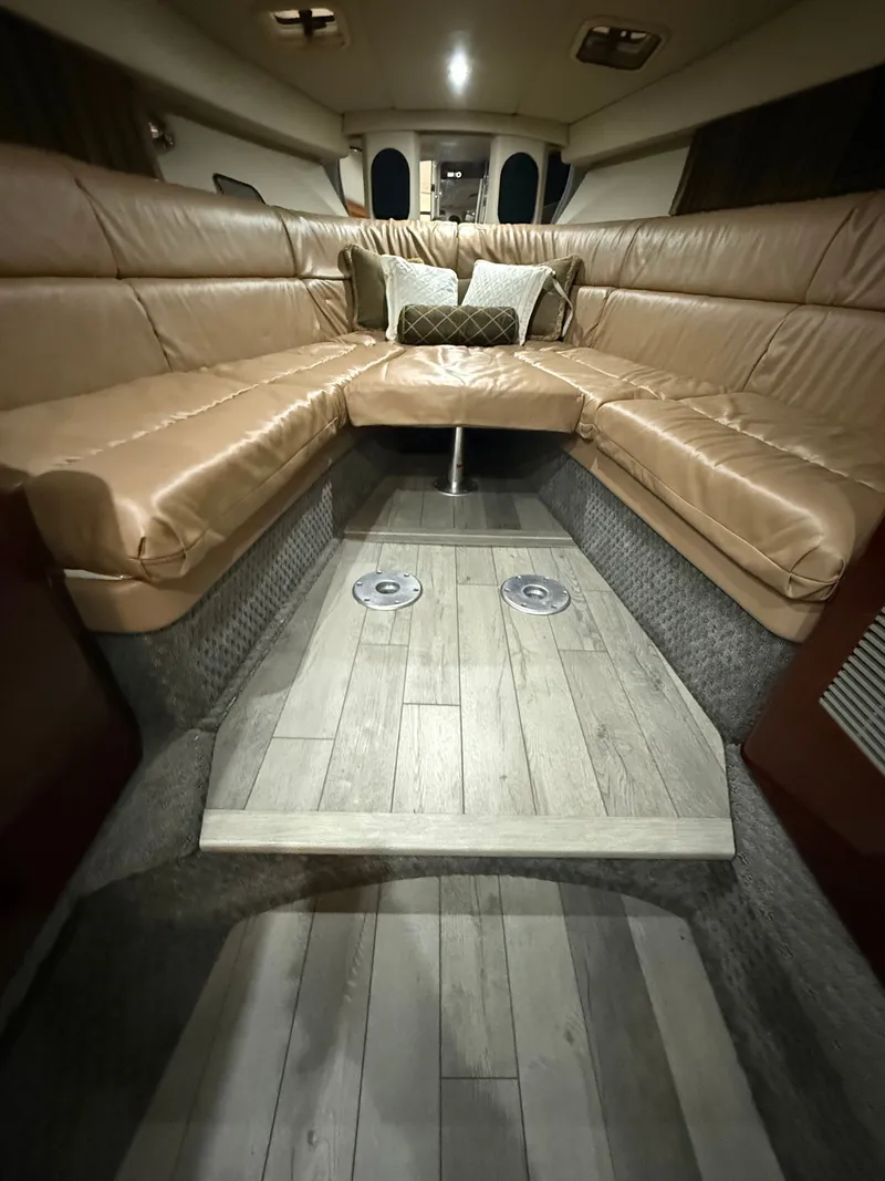Slide: The Image of Interior of a 2005 Formula 370 Super Sport yacht with leather seating. - 28