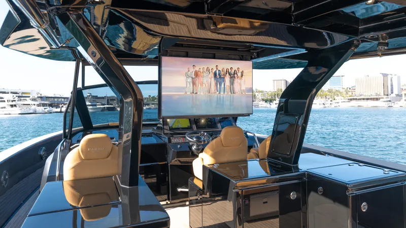 Slide: The Image of Luxurious 2022 Pardo Yachts 50 interior with sleek design and waterfront view. - 14