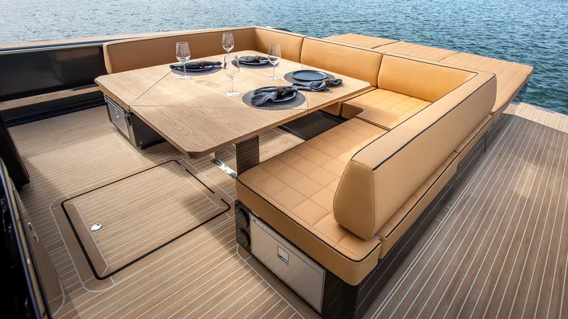 Slide: The Image of Luxurious 2022 Pardo Yachts 50 with elegant outdoor dining area on deck. - 27