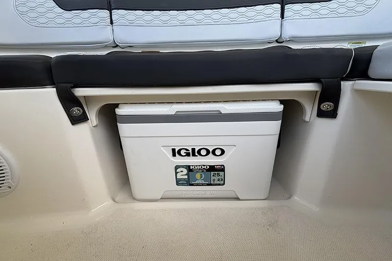 Slide: The Image of 2024 Bayliner Element M17 boat with Igloo cooler storage compartment. - 11