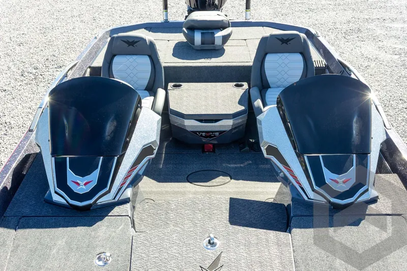 Slide: The Image of 2026 Vexus VXs21 boat interior with dual seats and sleek design. - 19