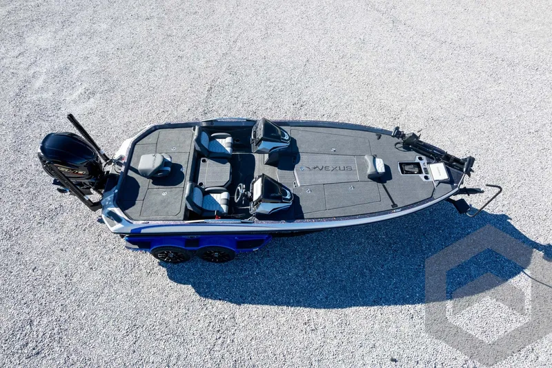 Slide: The Image of 2026 Vexus VXs21 boat, aerial view, showcasing sleek design and spacious interior. - 53