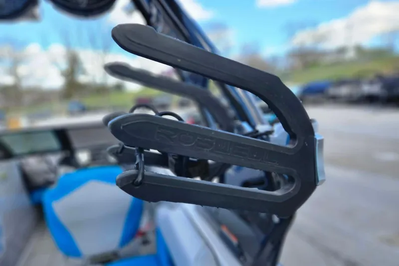 Slide: The Image of Close-up of a Roswell wakeboard rack on a 2022 Supreme S220 boat. - 14