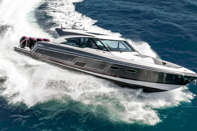 Slide: The Image of 2022 Formula 500 Super Sport Crossover cruising on open water. - 14