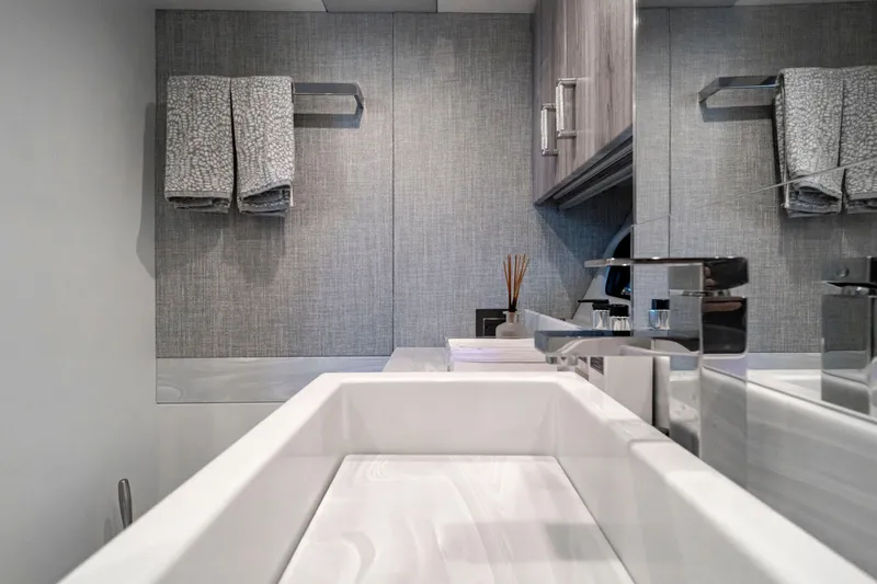 Slide: The Image of Modern bathroom interior in 2022 Formula 500 Super Sport Crossover yacht. - 57