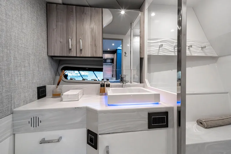 Slide: The Image of Luxurious bathroom interior of 2022 Formula 500 Super Sport Crossover yacht. - 58