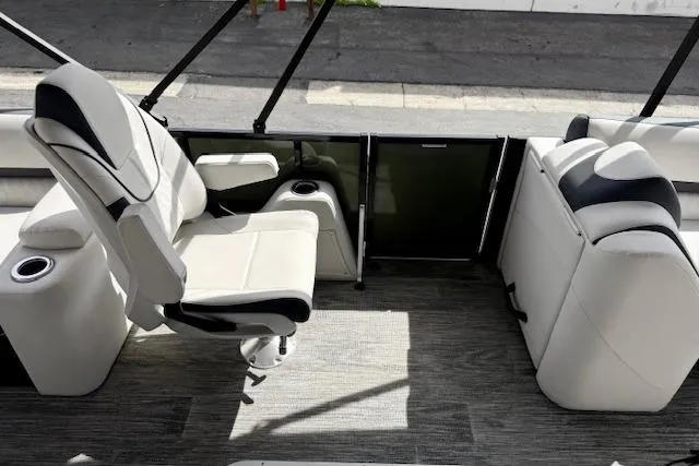 Slide: The Image of Luxurious seating on 2026 Avalon LSZ Quad Lounge Shift pontoon boat. - 9