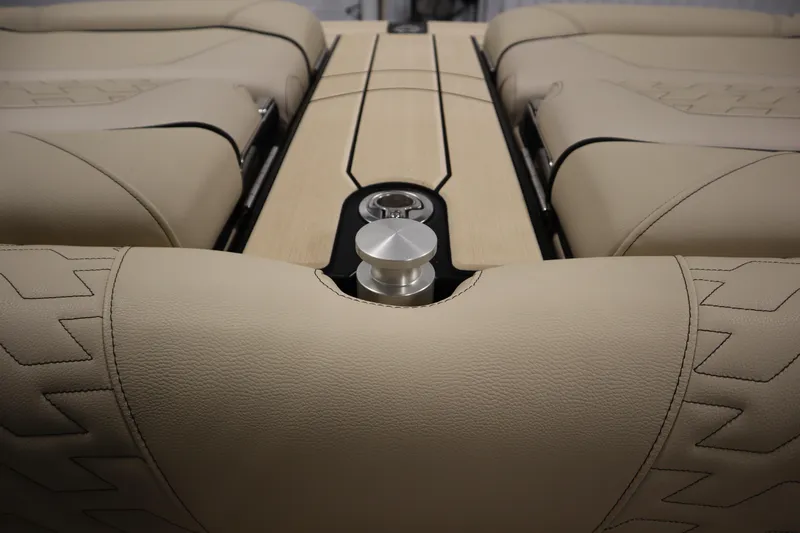 Slide: The Image of 2024 Centurion Ri230 boat interior with illuminated speakers and sleek design. - 100