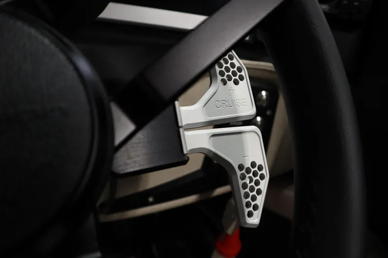 Slide: The Image of Steering wheel cover with "Gussi Italia" logo in 2024 Centurion Ri230 boat cockpit. - 23