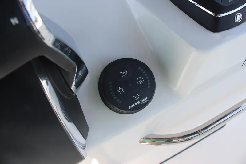 Slide: The Image of Control panel on 2023 Crevalle 33 CSF boat featuring SeaStar system. - 18