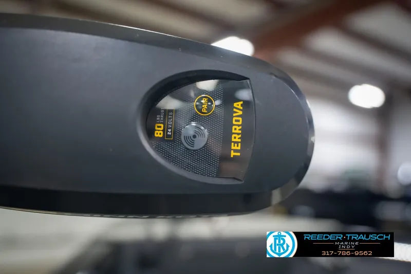 Slide: The Image of Close-up of a Terrova trolling motor on a 2022 Lund 1875 Impact boat. - 55