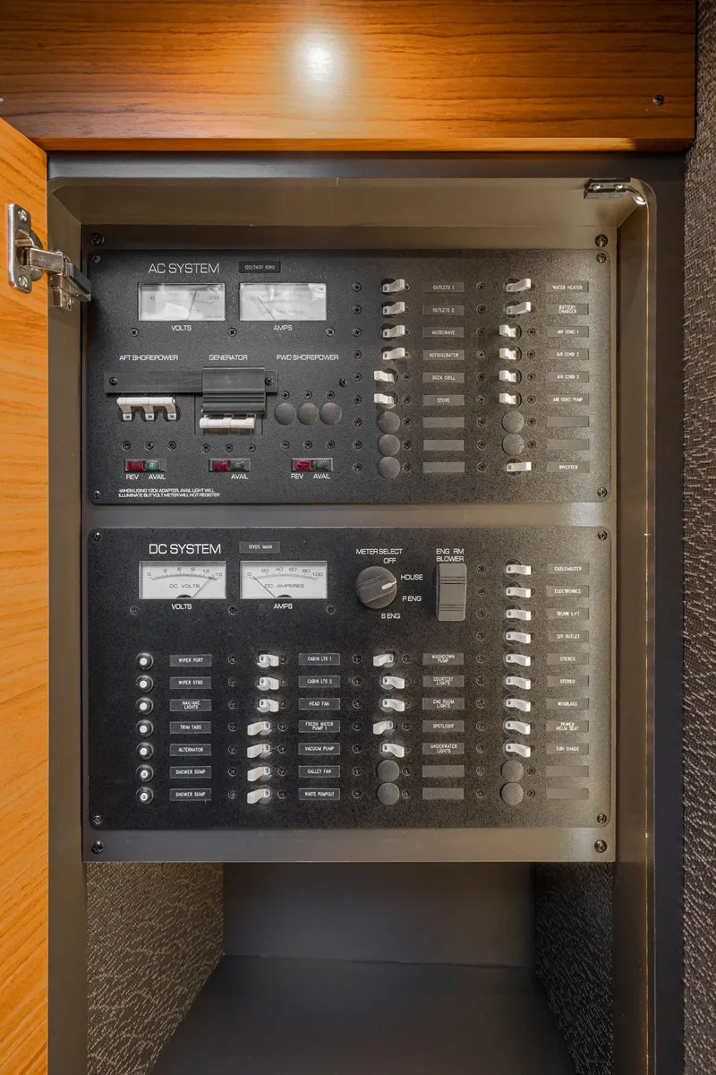 Slide: The Image of Electrical control panel in Tiara Yachts C39 Coupe 2020. - 27