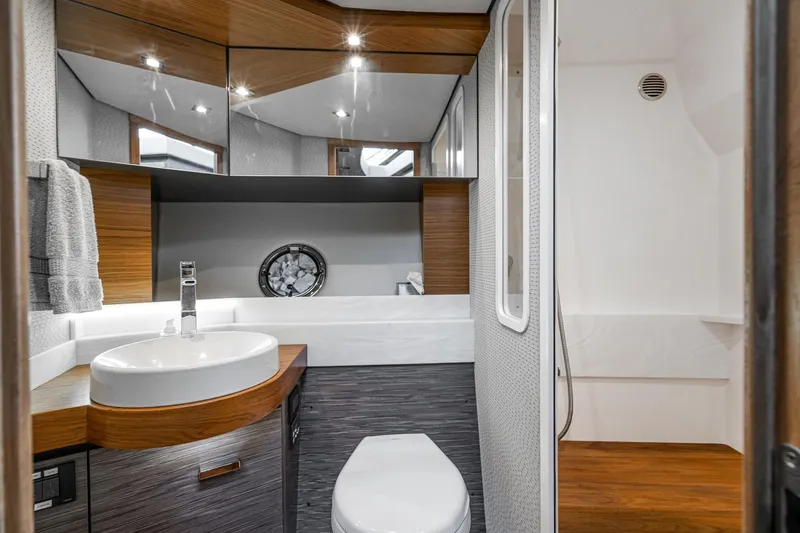 Slide: The Image of Luxurious bathroom of the 2020 Tiara Yachts C39 Coupe. - 33