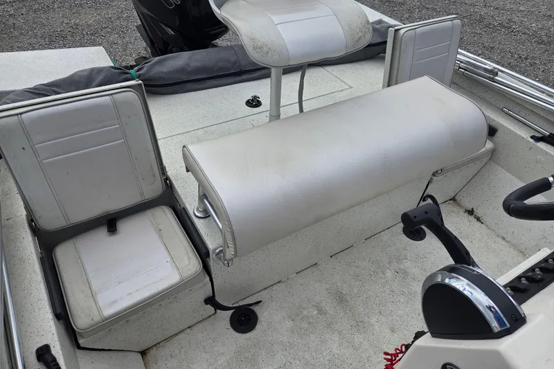 Slide: The Image of 2017 Ranger RB190 Bay boat interior with seating and controls. - 7