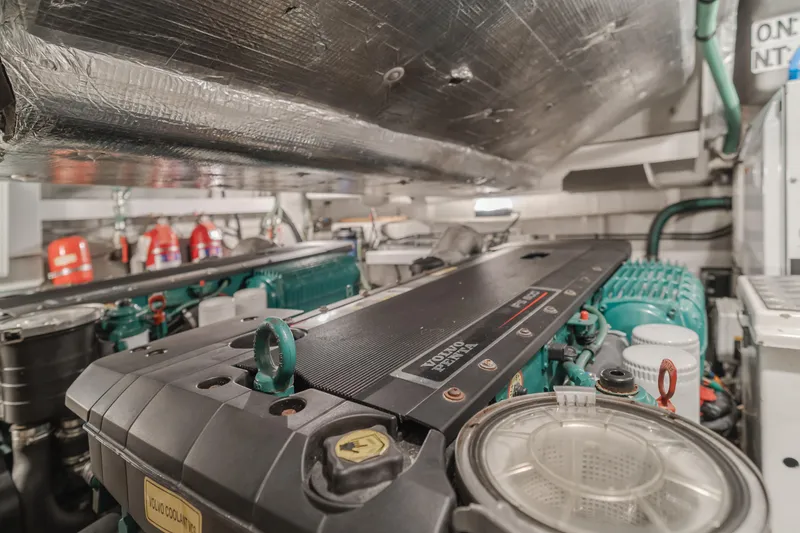 Slide: The Image of Engine room of 2012 Sunseeker Portofino 48 yacht with Volvo Penta engines. - 23