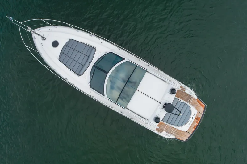 Slide: The Image of Overhead view of 2012 Sunseeker Portofino 48 yacht on water. - 6