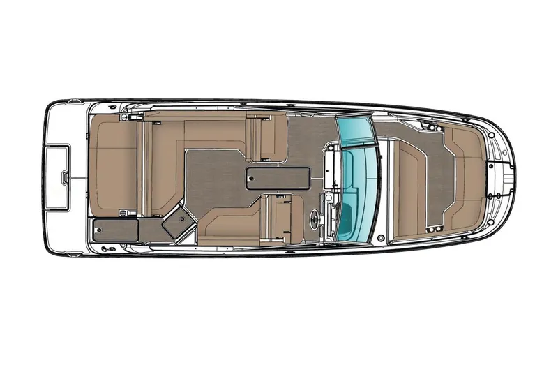 Slide: The Image of Manufacturer Provided Image: Top view layout of the 2024 Sea Ray SDX 250 boat interior. - 12