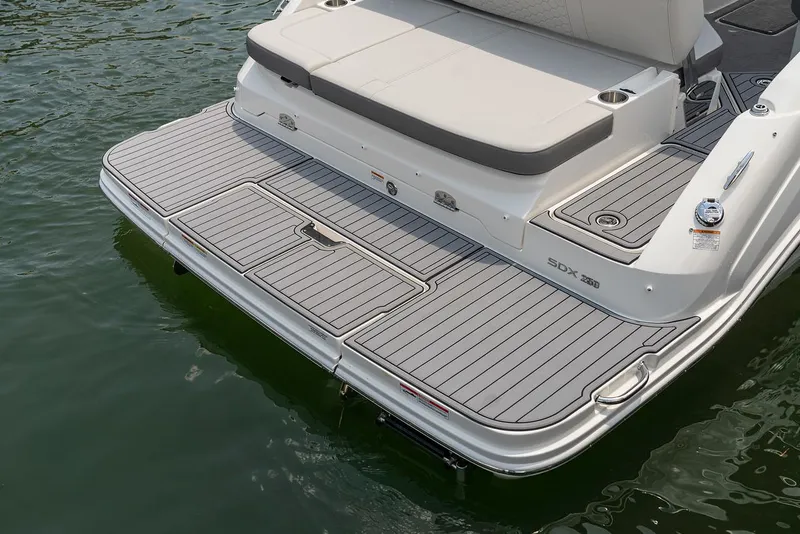 Slide: The Image of Manufacturer Provided Image: 2024 Sea Ray SDX 250 swim platform with gray decking. - 4