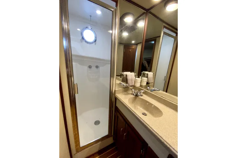 Slide: The Image of Bathroom interior of 2007 American Tug 34 with shower and sink. - 29