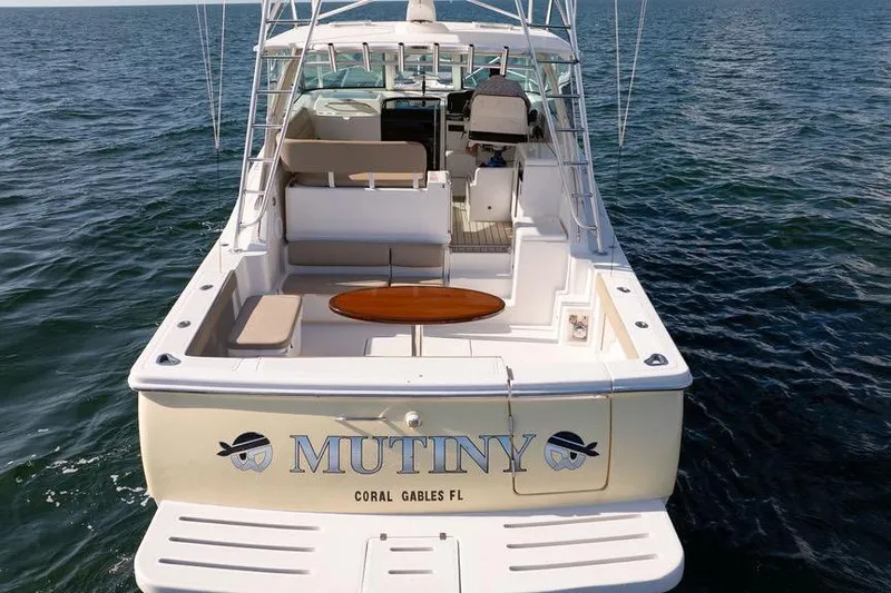Slide: The Image of 2005 Tiara Yachts 4200 Open boat named "Mutiny" on the water, Coral Gables, FL. - 20