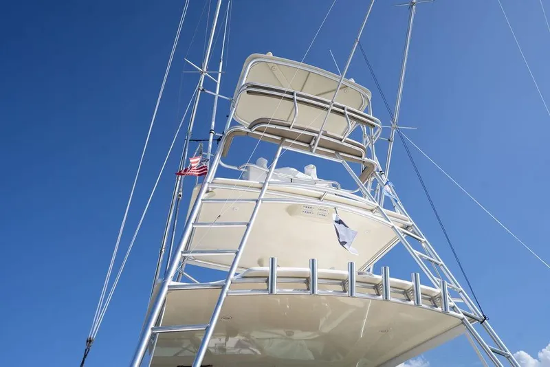 Slide: The Image of 2005 Tiara Yachts 4200 Open tower against clear blue sky. - 25
