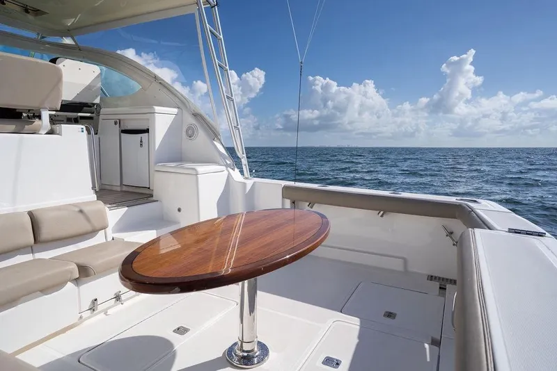 Slide: The Image of 2005 Tiara Yachts 4200 Open with elegant seating and ocean view. - 26