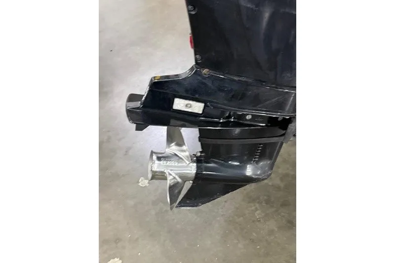 Slide: The Image of 2017 Tracker Grizzly 1754 MVX SC boat motor propeller close-up. - 11