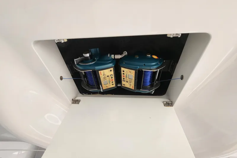 Slide: The Image of Electric fishing reels installed on a 2018 Viking 48 Sport Tower yacht. - 131