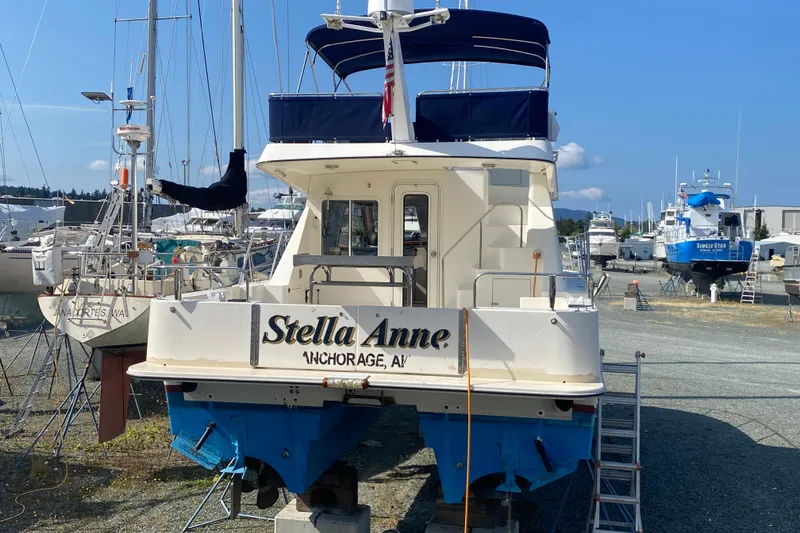 Slide: The Image of Boat "Stella Anne" in Anchorage, Alaska, Zeta 36 model, 2003, docked in a marina. - 2