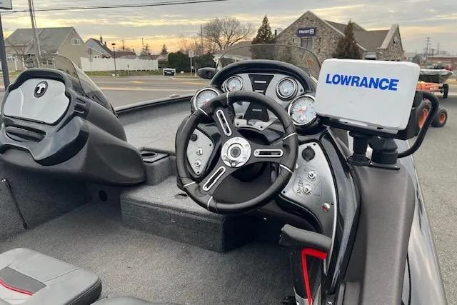 Slide: The Image of 2023 Tracker Pro Team 190 TX boat dashboard with Lowrance navigation system. - 7