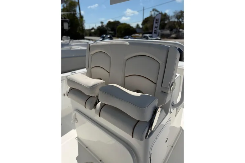 Slide: The Image of 2019 Sea Hunt Gamefish 27 boat seating, featuring comfortable, cushioned dual seats. - 7