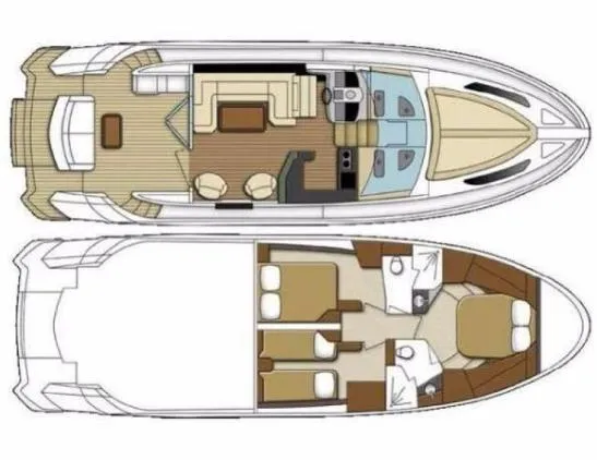 Slide: The Image of 2011 Marquis Sport Coupe yacht floor plan with detailed interior layout. - 28
