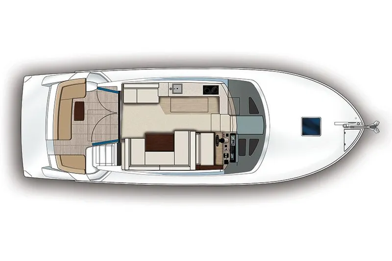 Slide: The Image of Manufacturer Provided Image: Top view of 2018 Carver 40 Command Bridge yacht layout, showcasing interior and deck design. - 9