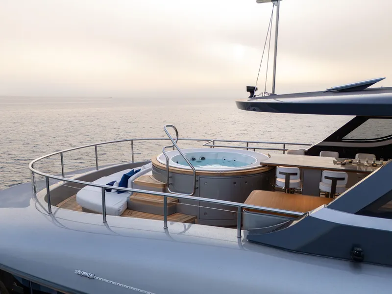 Slide: The Image of Luxurious 2024 Benetti Oasis 34M yacht with jacuzzi and ocean view. - 4