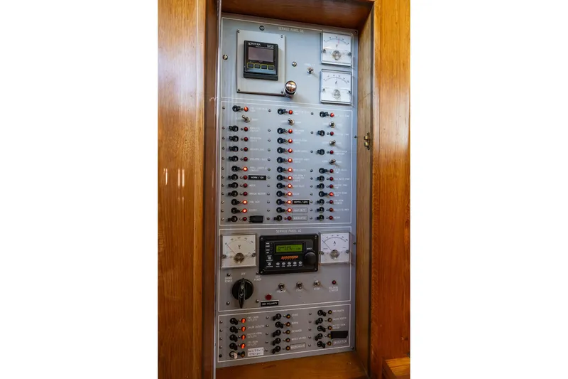 Slide: The Image of Electrical control panel on a 1989 Ocean Alexander 42 yacht. - 57