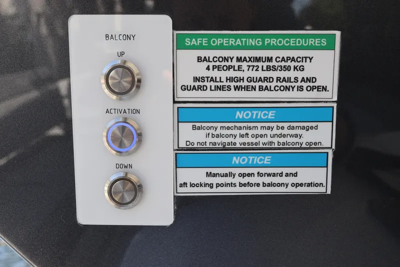 Slide: The Image of 2024 Galeon 325 GTO yacht docked by a scenic waterfront with clear blue skies. - 22